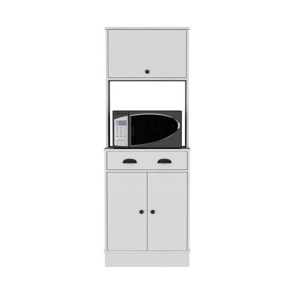 HomeRoots 66" White Wood Pantry Cabinet – Stylish Storage Solution for Kitchen, Laundry, or Hallway Organization 553665