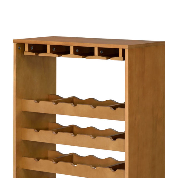 English Elm Wooden Oak Seven Tier Wine Rack with Stemware Storage for Dining Room Entertaining B016P317472