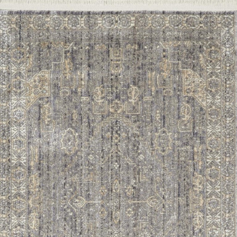 8 Foot Floral Hallway Runner Rug with Fringe Ends and Non-slip Latex Backing