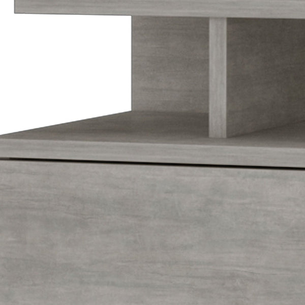 Homeroots 12" Gray One Drawer Faux Wood Floating Nightstand   553685