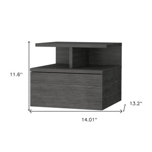 Homeroots 12" Gray One Drawer Faux Wood Floating Nightstand   553686