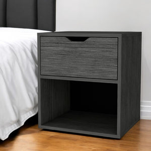 Homeroots 20" Gray One Drawer Faux Wood Nightstand   553687