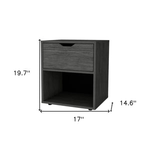 Homeroots 20" Gray One Drawer Faux Wood Nightstand   553687
