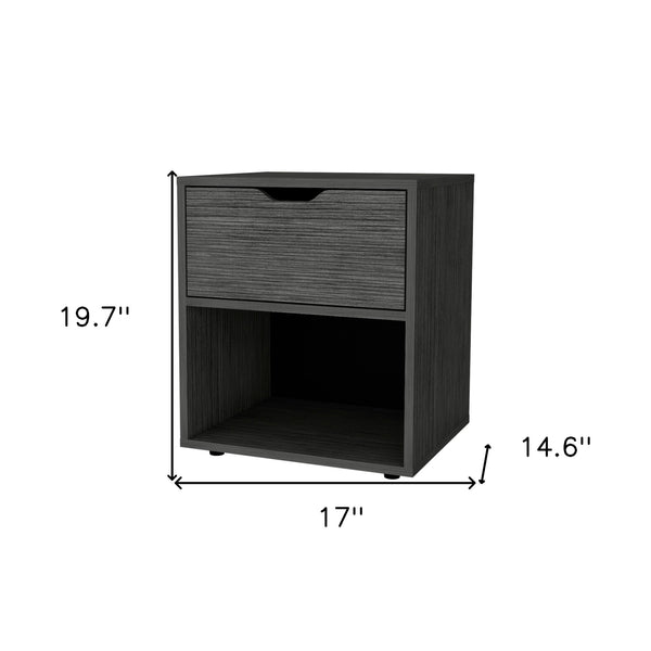 Homeroots 20" Gray One Drawer Faux Wood Nightstand   553687