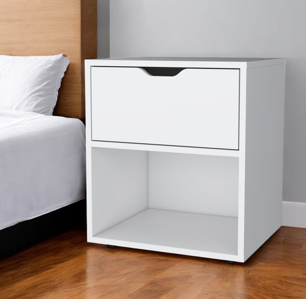 Homeroots 20" White One Drawer Faux Wood Nightstand   553688