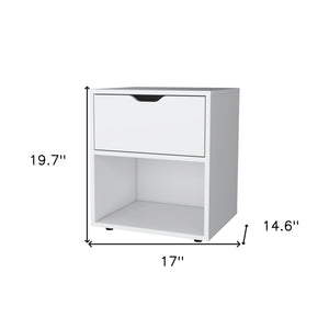 Homeroots 20" White One Drawer Faux Wood Nightstand   553688