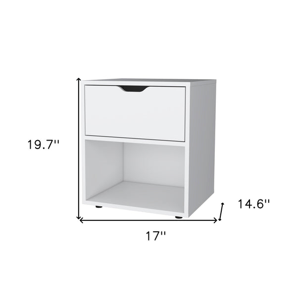 Homeroots 20" White One Drawer Faux Wood Nightstand   553688