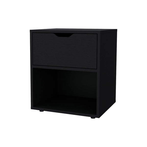 Homeroots 20" Black One Drawer Faux Wood Nightstand   553689