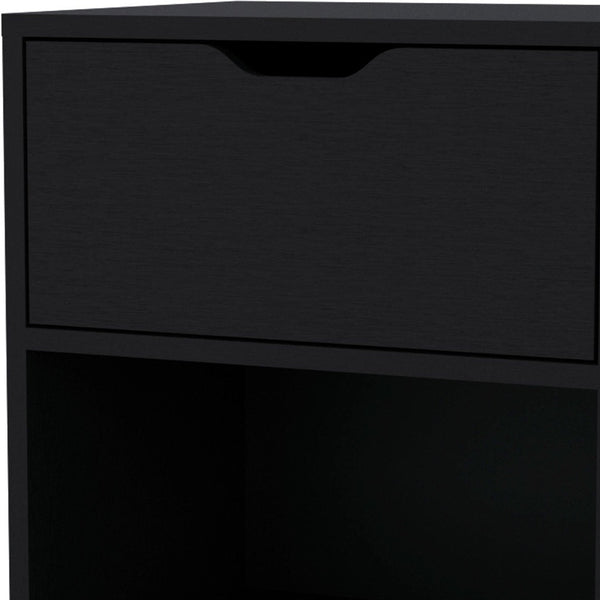 Homeroots 20" Black One Drawer Faux Wood Nightstand   553689