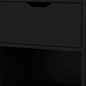 Homeroots 20" Black One Drawer Faux Wood Nightstand   553689