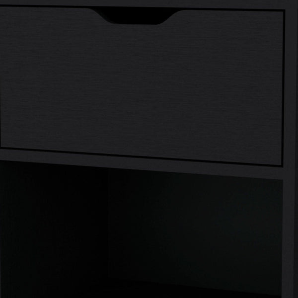 Homeroots 20" Black One Drawer Faux Wood Nightstand   553689