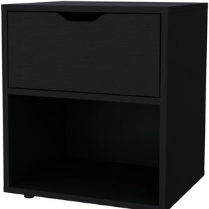 Homeroots 20" Black One Drawer Faux Wood Nightstand   553689