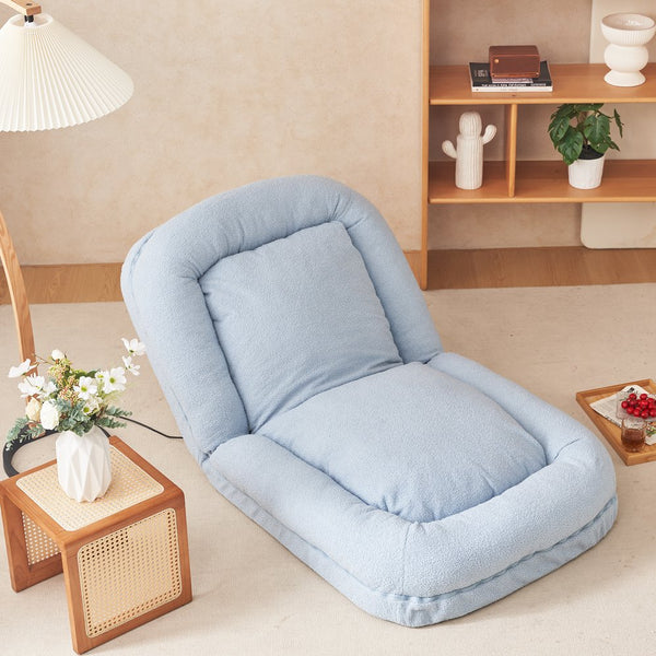 English Elm Triple Fold Down Sofa Bed – Compact, Metal Frame, Thick Cushion Comfort, Adjustable Back for Versatile Use Blue W244P196091