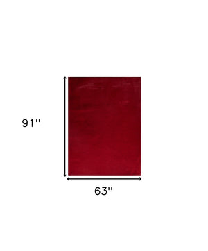 Homeroots 5' X 8' Red Faux Fur Shag Washable Non Skid Area Rug  Faux Fur 553705