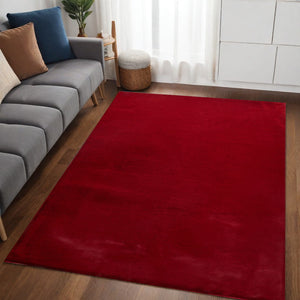 Homeroots 5' X 8' Red Faux Fur Shag Washable Non Skid Area Rug  Faux Fur 553705