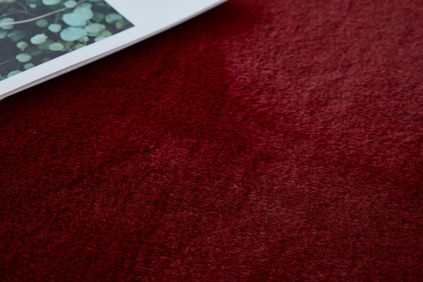 Homeroots 7' X 10' Burgundy Faux Fur Shag Non Skid Area Rug  Faux Fur 553706