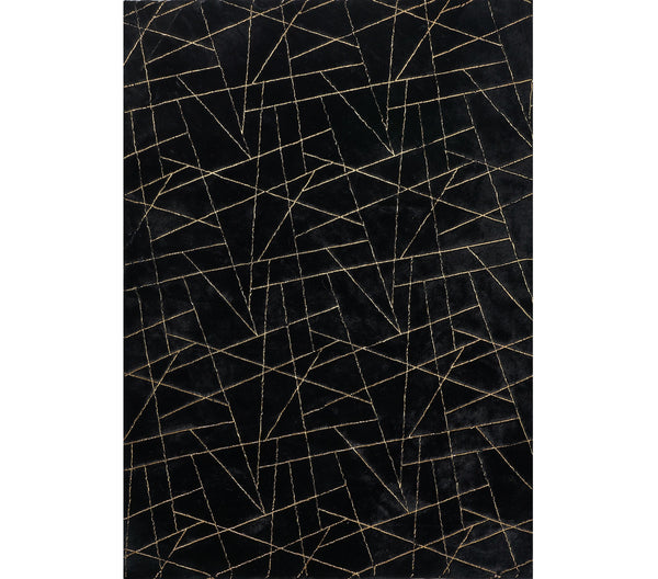 Homeroots 8' X 11' Black And Gold Faux Fur Abstract Shag Non Skid Area Rug  Faux Fur 553752