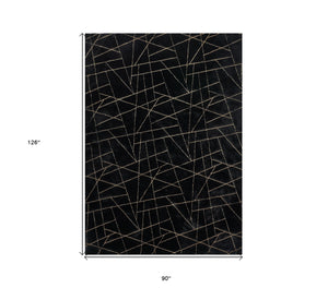 Homeroots 8' X 11' Black And Gold Faux Fur Abstract Shag Non Skid Area Rug  Faux Fur 553752