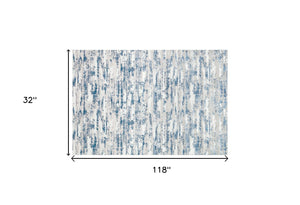 Homeroots 10' Blue And Ivory Abstract Washable Non Skid Area Rug  Polyester 553762
