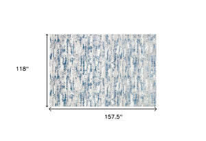 Homeroots 10' X 13' Blue And Ivory Abstract Washable Non Skid Area Rug  Polyester 553764