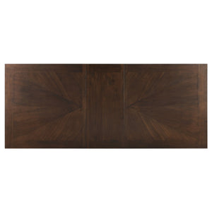 English Elm Walnut Modern Trestle Dining Table with Self-Storing 18" Leaf, 76–94" Extendable Rectangular Top, Rustic Veneer B011S01378