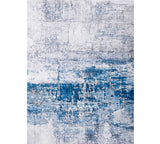 Stylish Gray and Blue Abstract Area Rug - Washable, Non-Skid, Stain Resistant for Homes