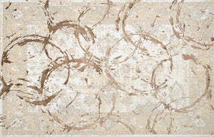 Homeroots 5' X 8' Beige And Gold Abstract Area Rug  Polyester 553830