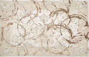 Homeroots 8' X 11' Beige And Gold Abstract Area Rug  Polyester 553831