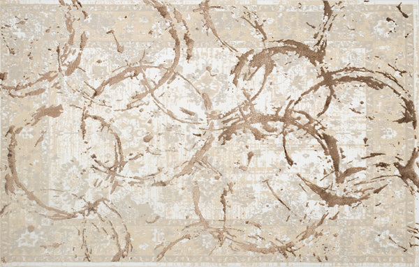 Homeroots 8' X 11' Beige And Gold Abstract Area Rug  Polyester 553831