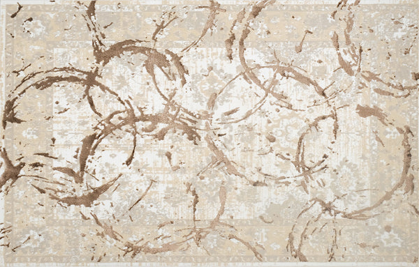 Homeroots 9' X 12' Beige And Gold Abstract Area Rug  Polyester 553832