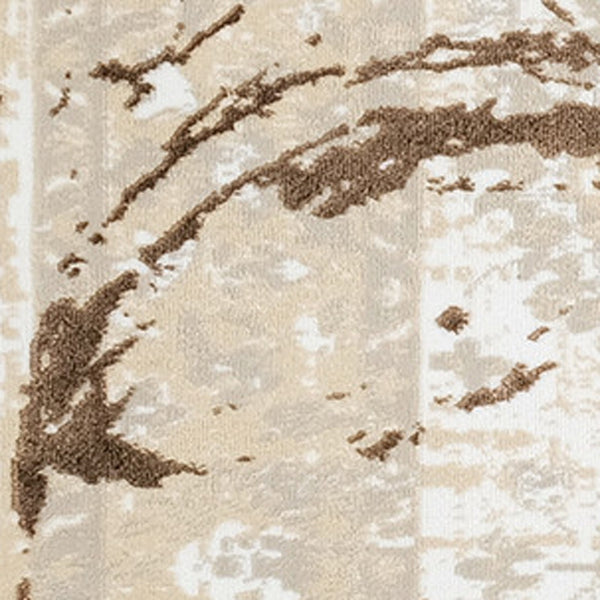 Homeroots 9' X 12' Beige And Gold Abstract Area Rug  Polyester 553832