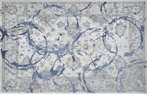 Homeroots 9' X 12' Blue And Gray Abstract Area Rug  Polyester 553837