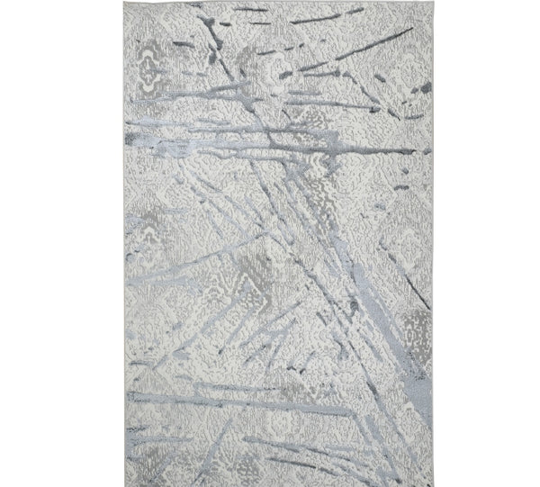 Homeroots 5' X 8' Gray And Silver Abstract Area Rug  Polyester 553850