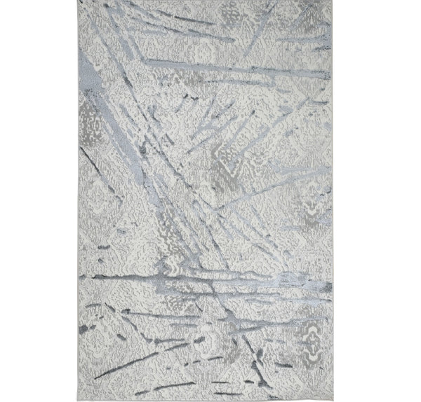 Homeroots 8' X 11' Gray And Silver Abstract Area Rug  Polyester 553851
