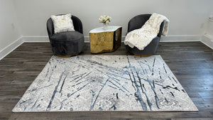 Homeroots 8' X 11' Gray And Silver Abstract Area Rug  Polyester 553851