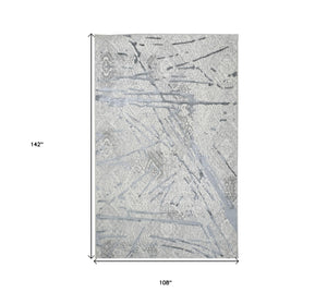 Homeroots 9' X 12' Gray And Silver Abstract Area Rug  Polyester 553852