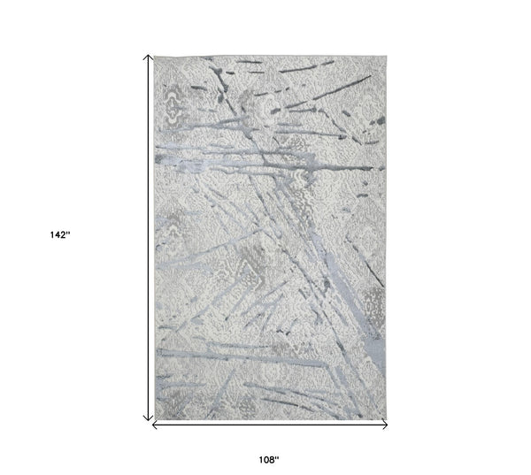 Homeroots 9' X 12' Gray And Silver Abstract Area Rug  Polyester 553852