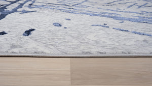 Homeroots 5' X 8' Ivory And Blue Abstract Area Rug  Polyester 553855