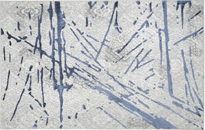 Homeroots 8' X 11' Ivory And Blue Abstract Area Rug  Polyester 553856