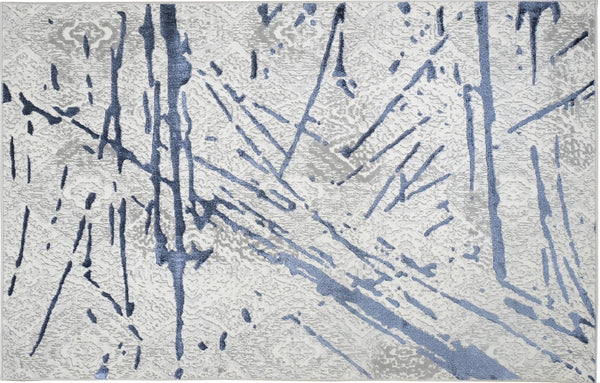 Homeroots 8' X 11' Ivory And Blue Abstract Area Rug  Polyester 553856