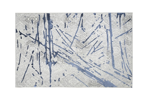 Homeroots 8' X 11' Ivory And Blue Abstract Area Rug  Polyester 553856