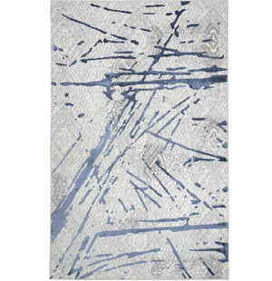 Homeroots 9' X 12' Ivory And Blue Abstract Area Rug  Polyester 553857
