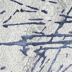 Homeroots 9' X 12' Ivory And Blue Abstract Area Rug  Polyester 553857