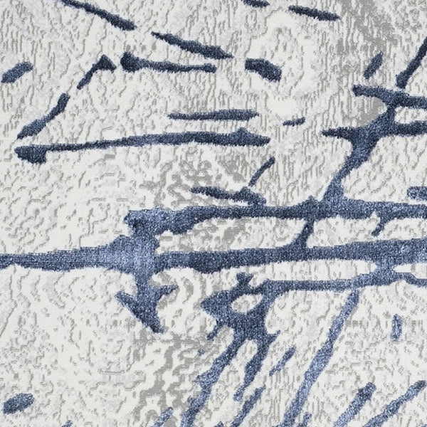 Homeroots 9' X 12' Ivory And Blue Abstract Area Rug  Polyester 553857