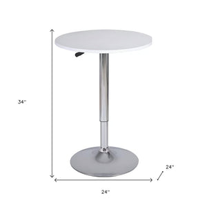 HomeRoots 24" Sleek White and Silver Rounded Wood Bar Table for Stylish Dining in Restaurants & Bars 553863