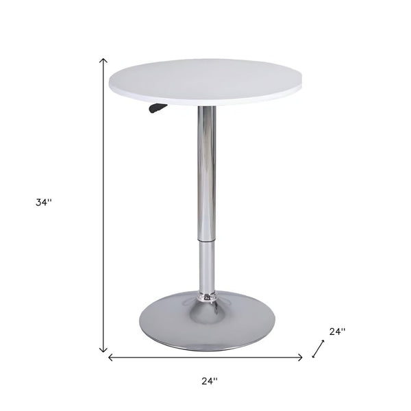 HomeRoots 24" Sleek White and Silver Rounded Wood Bar Table for Stylish Dining in Restaurants & Bars 553863