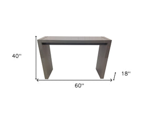 HomeRoots 60" Gray Rectangular Wood Bar Table - Sleek Modern Design, High-Gloss Finish, Seats 4-6 Comfortably 553864