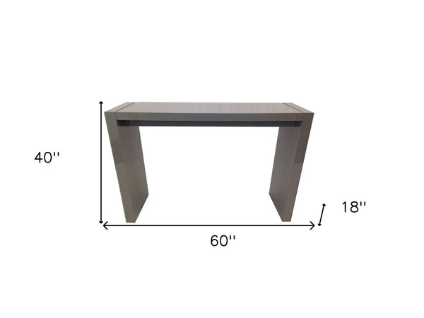 HomeRoots 60" Gray Rectangular Wood Bar Table - Sleek Modern Design, High-Gloss Finish, Seats 4-6 Comfortably 553864