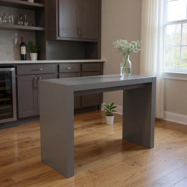 HomeRoots 60" Gray Rectangular Wood Bar Table - Sleek Modern Design, High-Gloss Finish, Seats 4-6 Comfortably 553864