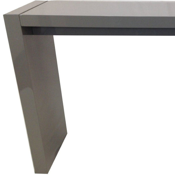 HomeRoots 60" Gray Rectangular Wood Bar Table - Sleek Modern Design, High-Gloss Finish, Seats 4-6 Comfortably 553864